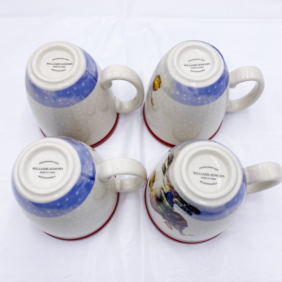 Williams Sonoma Nordic Elf Christmas Mugs Holiday Snowman Set of 4 - Picture 9 of 10